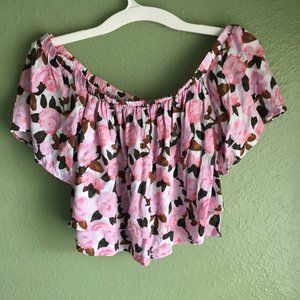 🔴🌸Floral Off-the-Sholder Crop Top🌸